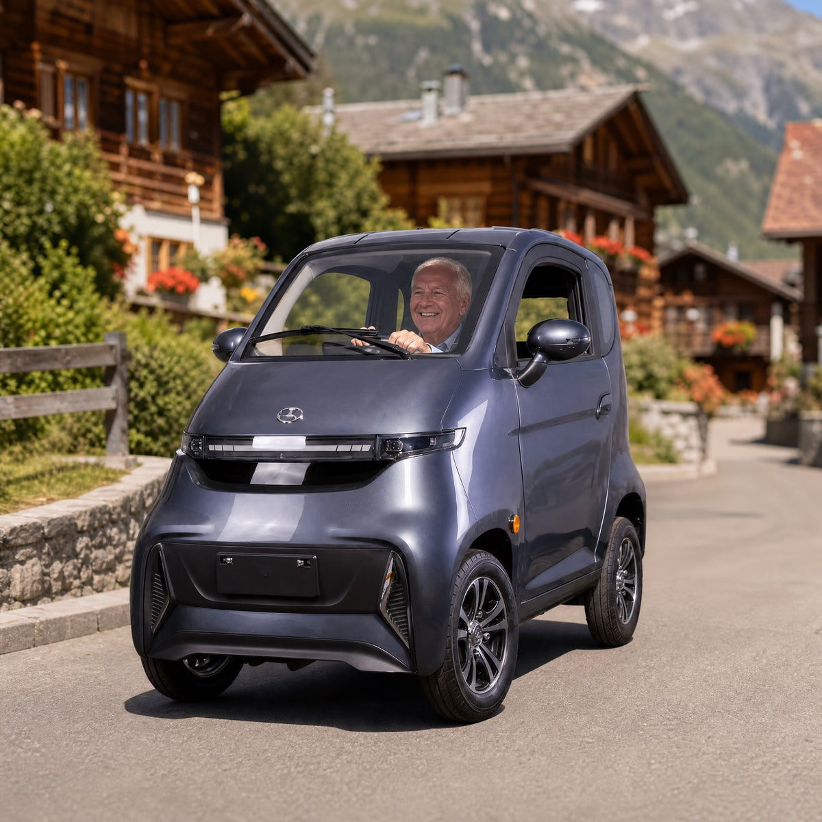 Seniorenmobil Itango in Anthrazit, unterwegs in der Schweiz