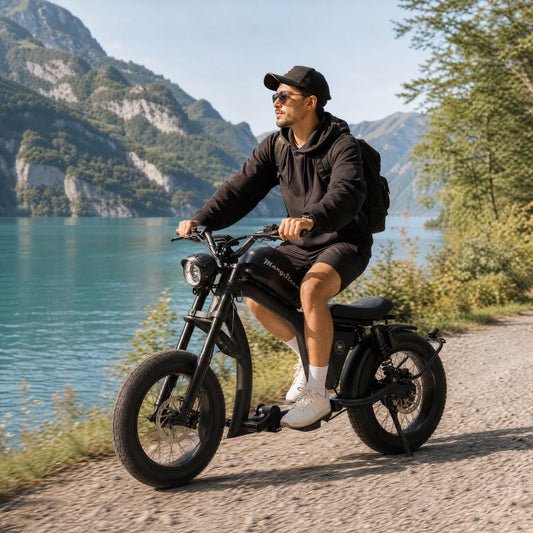 Fatbike Premium in Schwarz, unterwegs in der Schweiz
